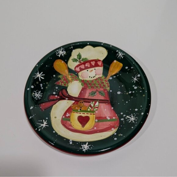 Hand-Painted Snowman Holiday Plate By Certified International - Picture 1 of 7